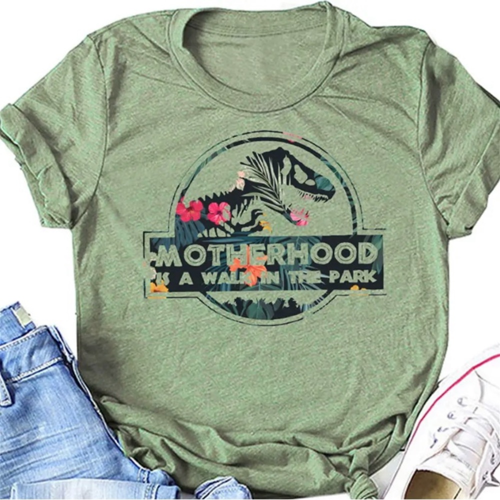 Motherhood Graphic Tee - Olive Green Short Sleeve
